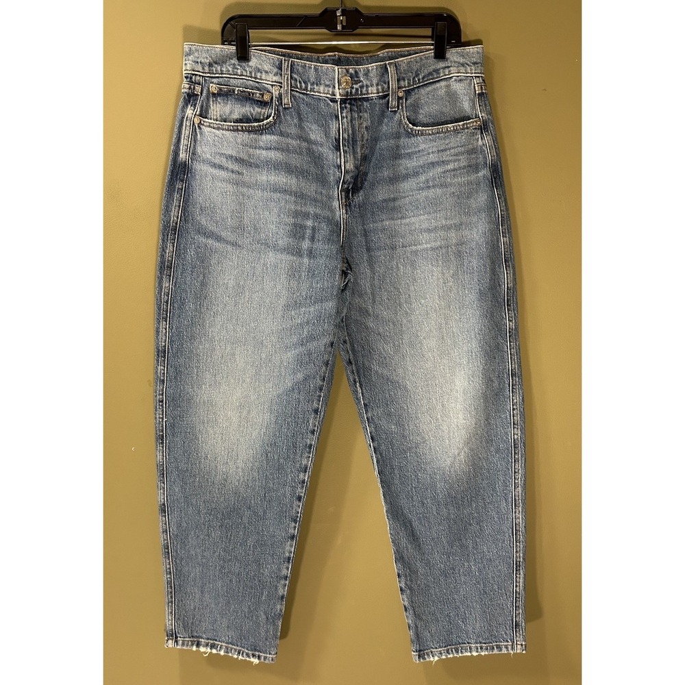 AYR The Beat Drop Denim Jeans Barrel Leg Organic Women's Sz 32 (36x26) Crop